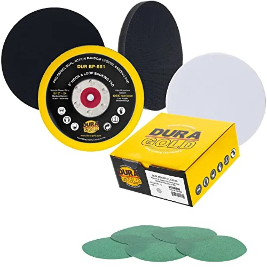 

5" Sanding Discs - 120 Grit Hook and Loop DA Backing Plate and Soft Density Interface Pad