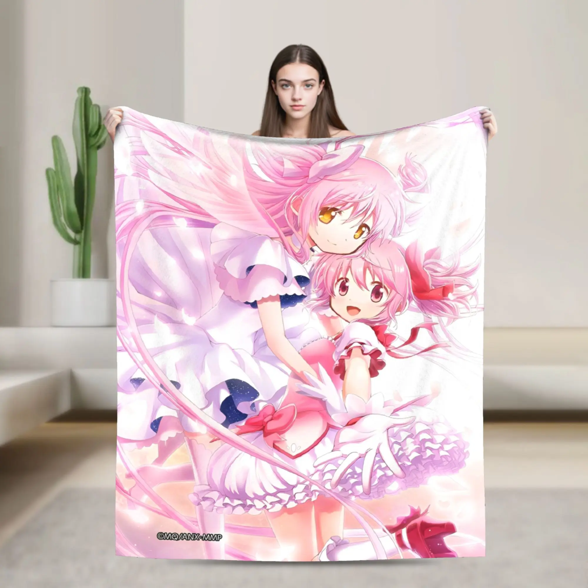 

Anime Puella Magi Madoka Magica Knitted Blanket Fleece Ultra-Soft Throw Blanket for Car Sofa Couch Bedspread