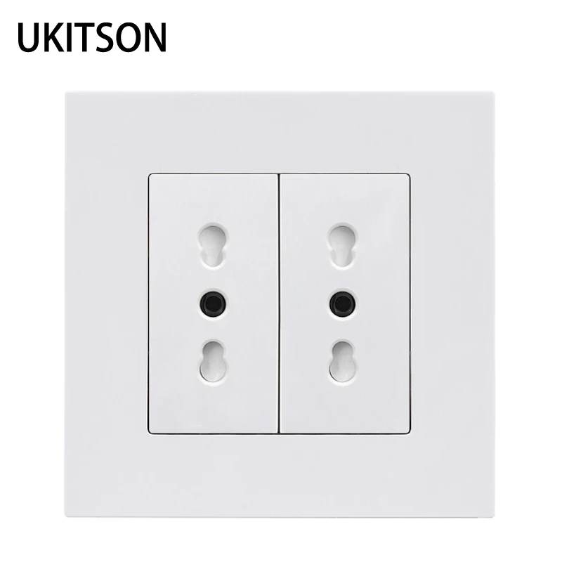 Two Gangs Italian Chile Electric Wall Socket 2 Ports Italy 16A Electrical Outlet  Faceplate Panel 86x86mm Power Plug AC100~250V