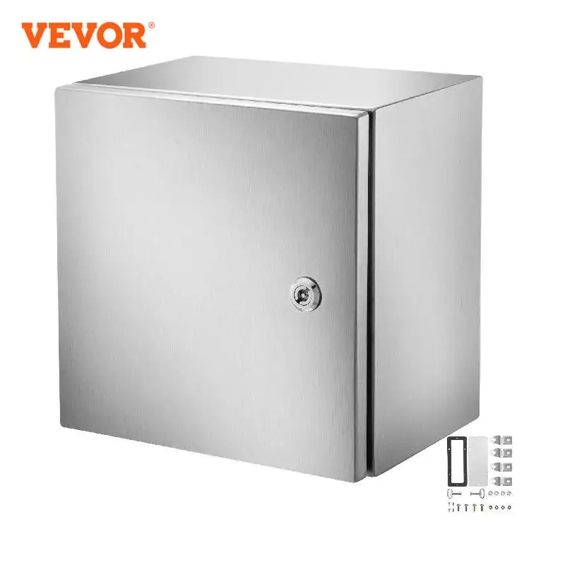 

VEVOR NEMA Stainless Steel Enclosure 300 x 300 x 200 mm IP66 Waterproof & Dustproof Electrical Junction Box,with Mounting Plate