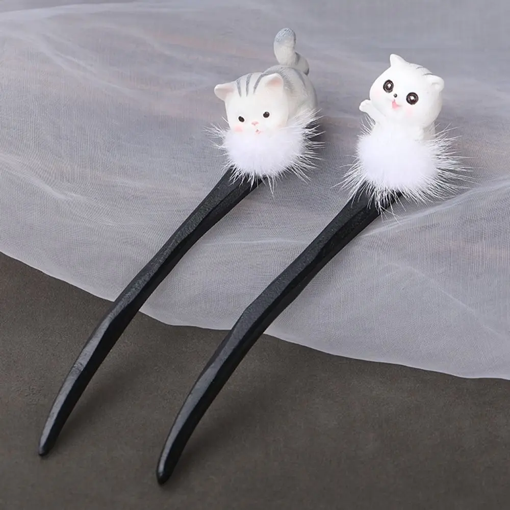 Ferramenta de Design Estilo Chinês Hairpin, Hairball, Madeira Cartoon Hanfu Hair Sticks, Estilo Antigo Headwear, Hairpin De Madeira