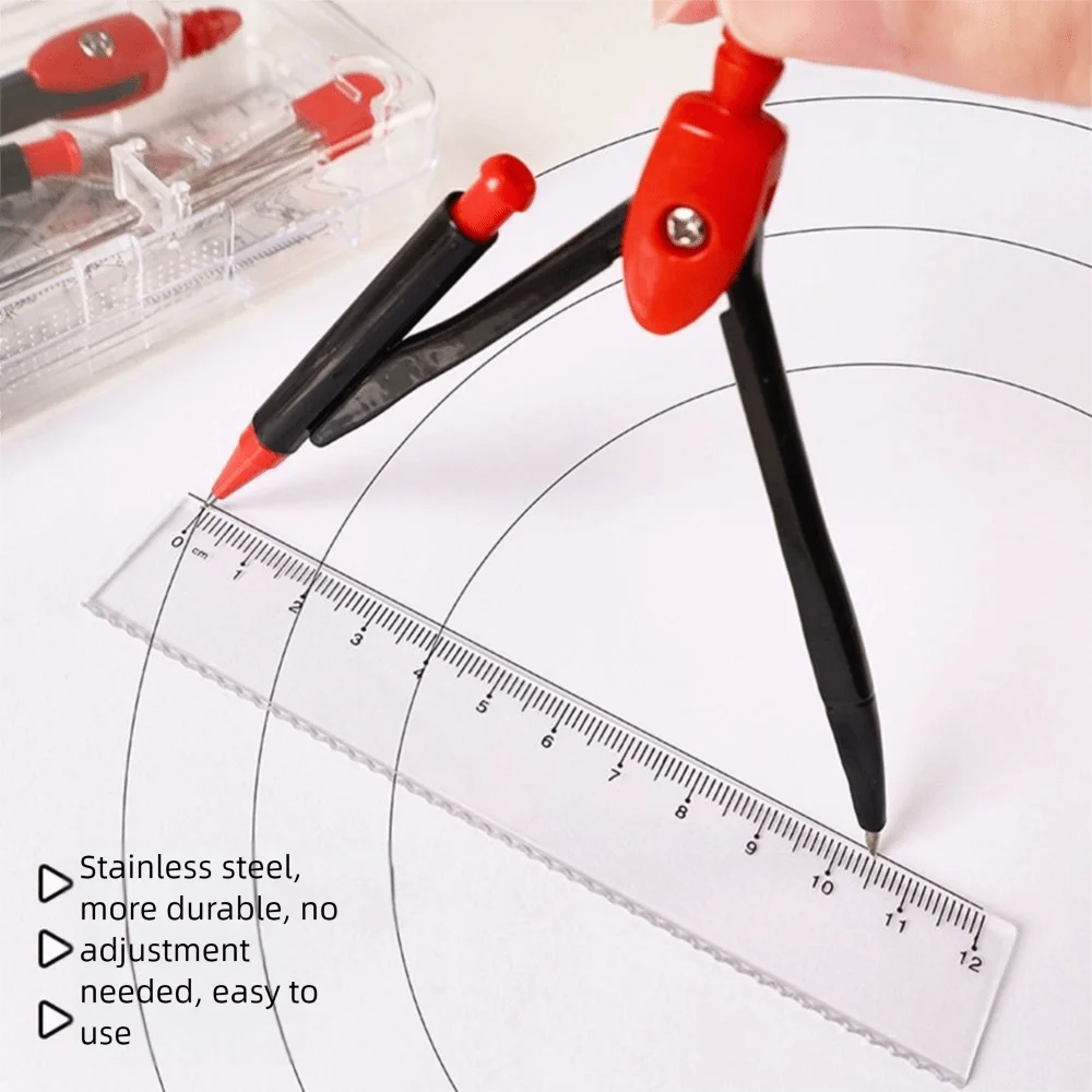 7 pz/set bussole righello in plastica set gomma righello dritto righello di misurazione set trasparente bussola quadrata e set di righelli