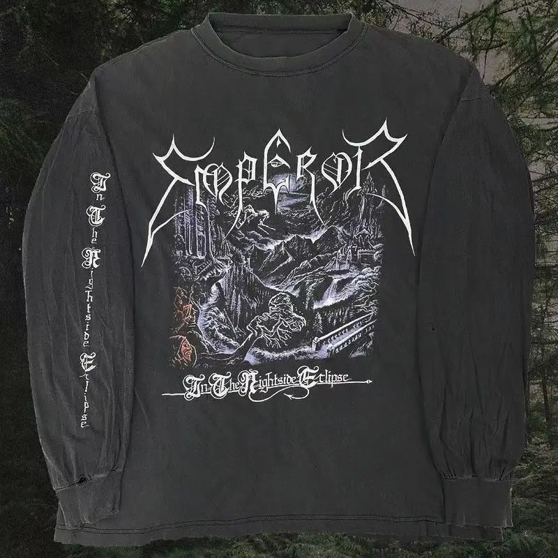 

Осенняя футболка с длинными рукавами Y2K New Hip Hop Cross Pattern Round Neck Oversized Футболка Мужчины Женщины Повседневная готическая одежда Топы