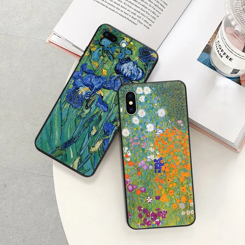 Matte Phone Case For iphone 16 Plus 15 14 13 12 11 Pro Max Mini 7 8 XR 16Pro XSMax Daisy Sunflower Art Rose Black Soft Cover