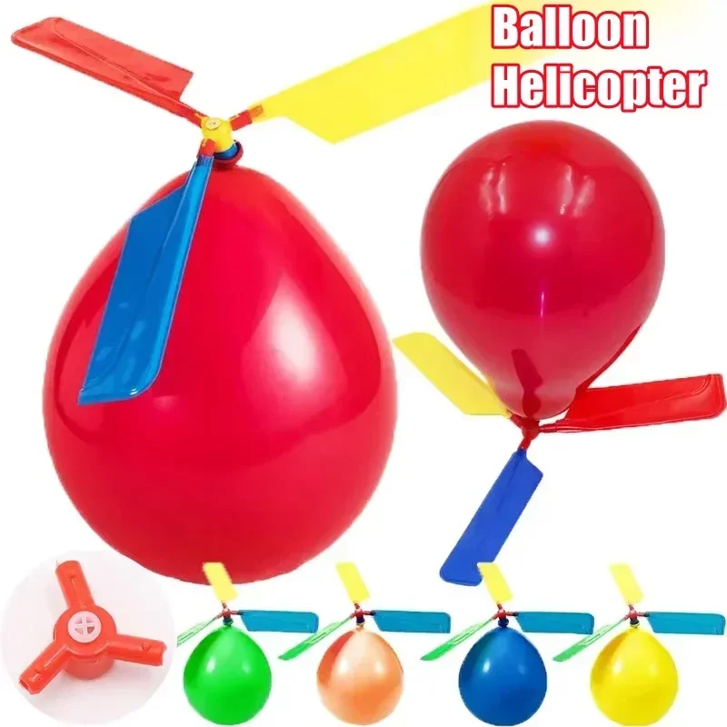 Fun Outdoor Flying Toy Balloon Powered Helicopter For Kids Birthday Party Game Portable Gift Childrens Day Celebration Activity