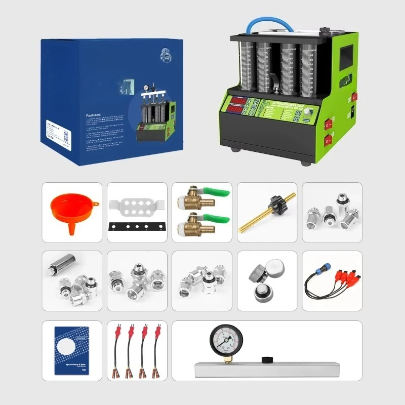 MRCARTOOL V308 Car Fuel Cleaning Machine Motorcycle Car Petrol Injector Tester V308 with 4 Cylinder Testing Cleaner