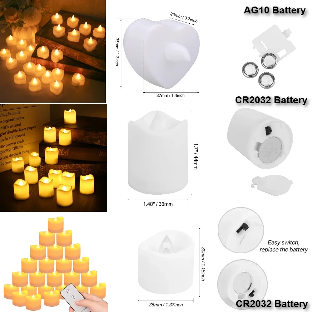12/24 قطعة عديمة اللهب LED شموع إضاءة الشاي 100 + ساعة تعمل بالبطارية Tealight شمعة لحفل زفاف عيد ميلاد ديكور المنزل