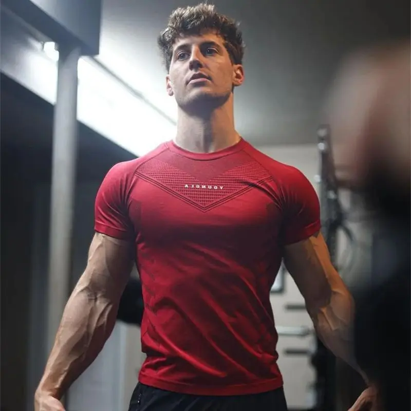 Summer new fashion brand fashion men's T-shirt quick dry fitness sportswear casual street wear round neck short-sleeved T-shirt