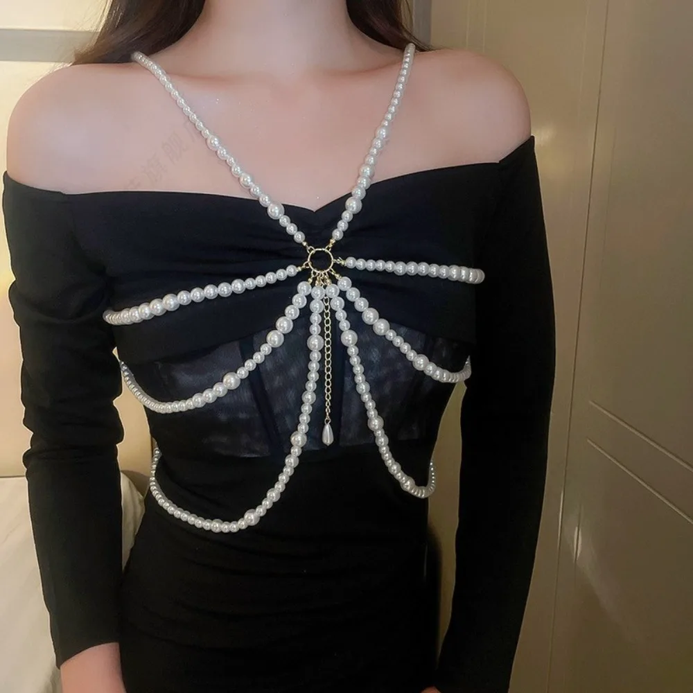 Y2K Jewelry Multilayer Pearl Waist Chain for Women\'s Fashion Retro Character Playing Body Bridal Wedding Accessories Waistband