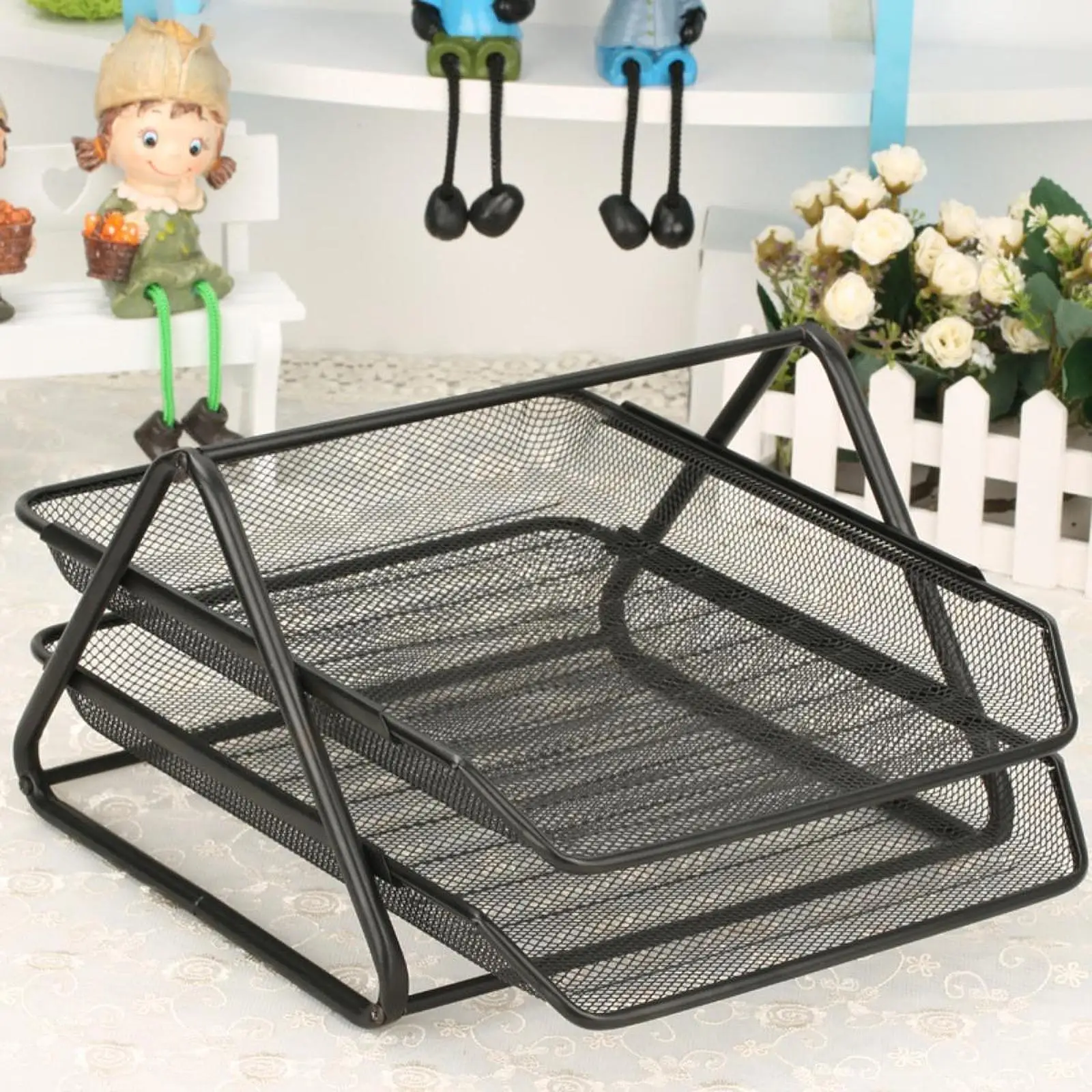 Metal Mesh File Sorter Organizer Bookshelf Document Tray Household Sturdy Paper