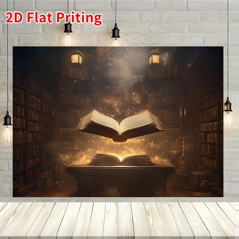 Mystical Library Bookshelf Wall Art Canvas Decor Magic Knowledge Study Room Vintage Academia Print