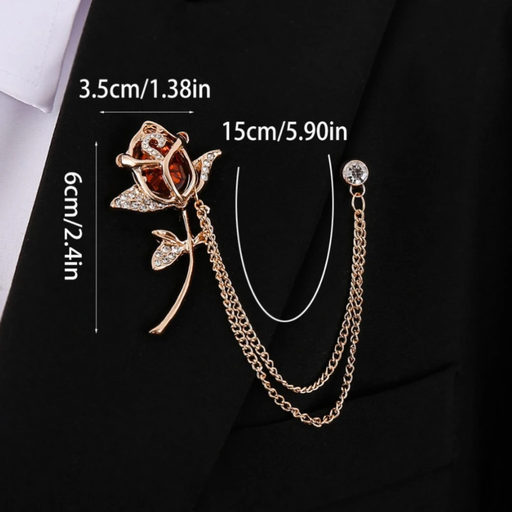 Elegante Blume Strass Brosche Quaste Kette Anstecknadeln für Frauen und Männer Anzug Hemd Abzeichen Modeschmuck Zubehör – Detail 6