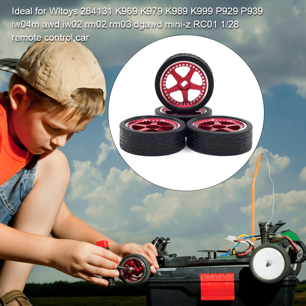4 قطعة 1/28 نموذج التحكم عن بعد حافة عجلة السيارة تعديل مقلد #3