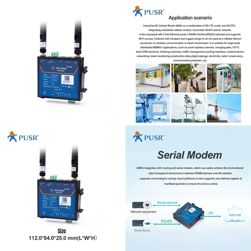USR-G806s-EAU Industrial Cellular Router Integrates 4G LTE WiFi And VPN With Serial Modem RS485