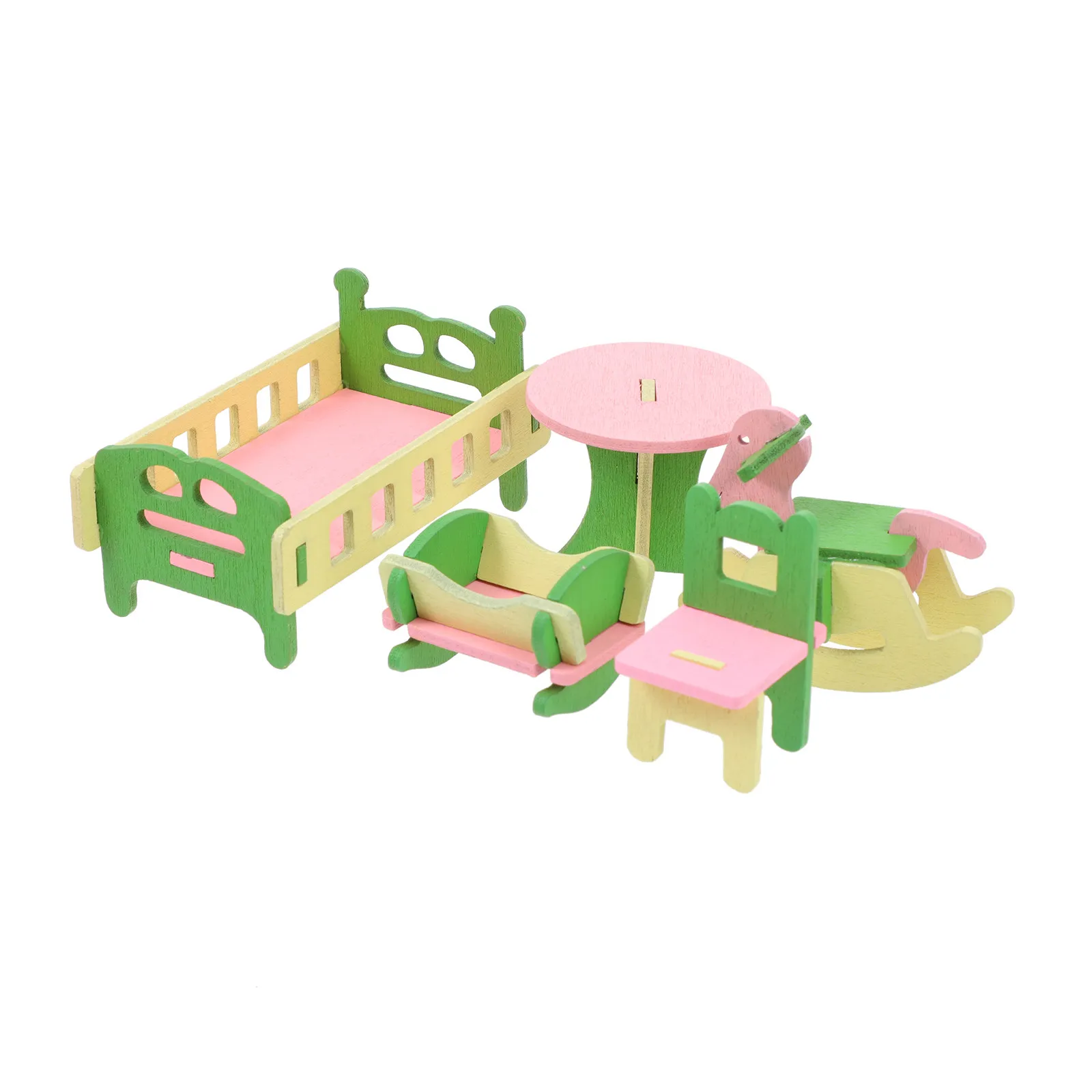 

Набор изысканных миниатюрных деревянных стульев, кроватей и столов для кукольного домика, реквизит для микросцен, миниатюрная мебель для дома