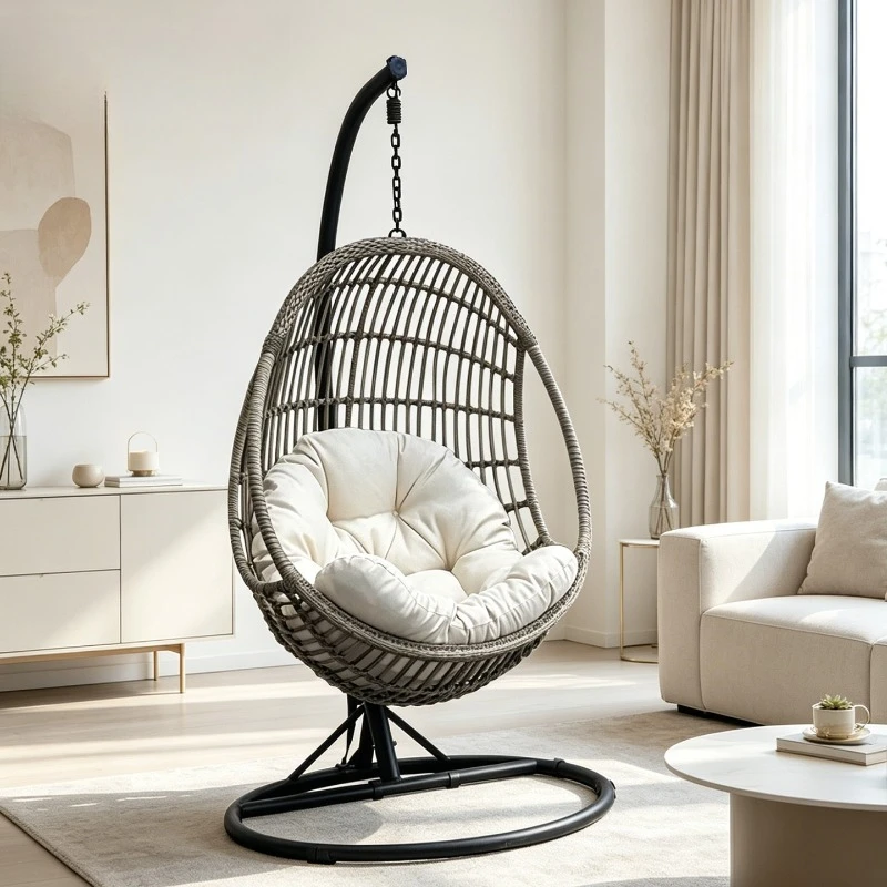 Balcony hanging basket water drop streamlined hanging chair, outdoor leisure rattan chair rocking