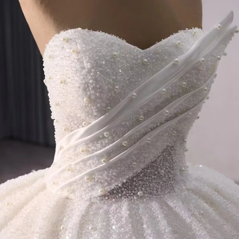 Elegante abito da sposa senza maniche con scollo a cuore con lacci sul retro con perle personalizzabili 2026 Vestido Novia