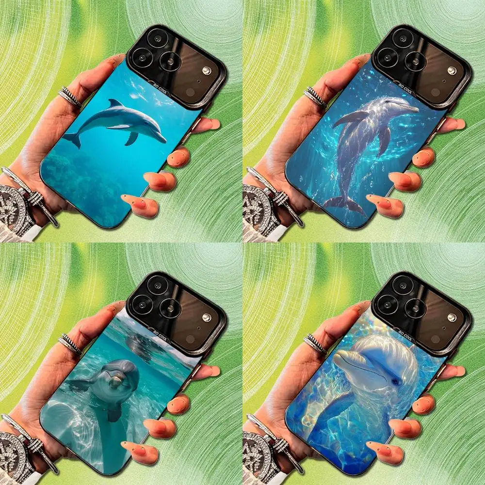 

Cute Sea Elves Dolphin Phone Case For iPhone 14,17,13,12,11,16,15,Mini,Pro,SE,XS,MAX,Black Matte Silicone Cover