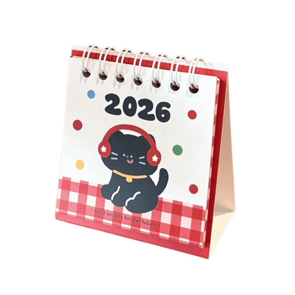 لطيف صغير 2026 أجندة مكتبية /رزنامة مكتبية لفائف ملزمة الكرتون الجدول الزمني مخطط المحمولة تقويم مكتبي سطح المكتب الديكور #1