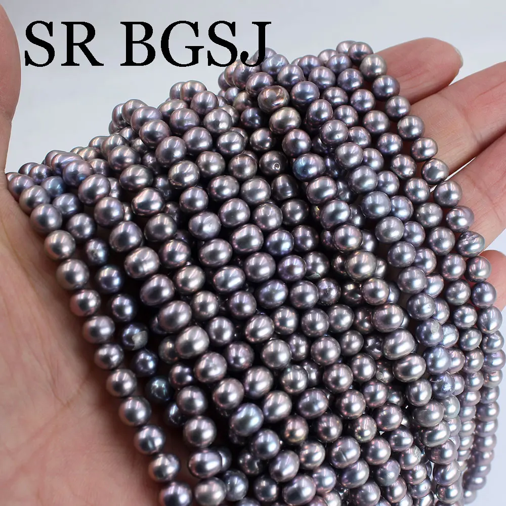 6-7mm Round Dark Gray Natural Freshwater Pearl High Quality Beads For Jewelry Making Fit DIY Women Bracelet Necklace Earrings