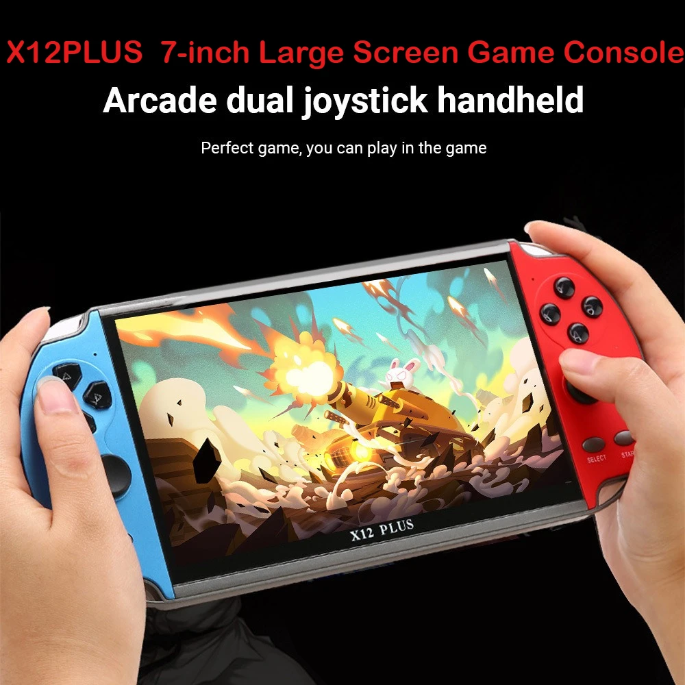 

X12Plus 7,0-дюймовая портативная игровая консоль с большим экраном, мини-аркада, 8 эмуляторов, предварительно загрузка 10000 игр, ретро PSP, FC, GBA и другие,