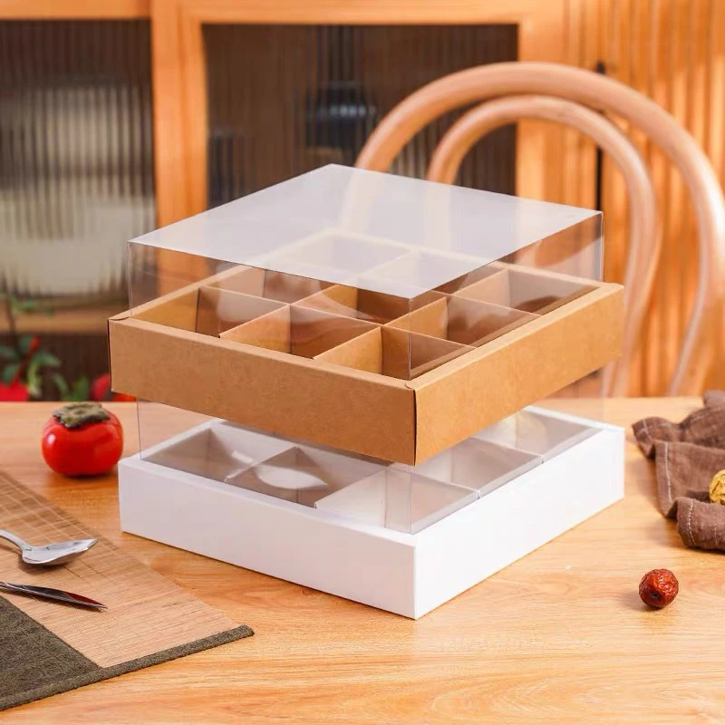 Nine-square Grid Takeout Hot Pot Packaging Box Retro Kraft Paper Baking Dessert Cake Picnic Box