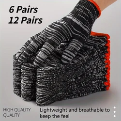 6/12Pairs Work Gloves for Outdoor Camping Climbing Fishing  Work Gloves Non-slipKnitting Labor Protection Gloves