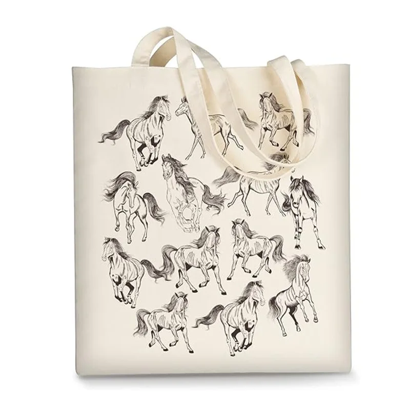 Hot-selling New Animal-printed Canvas Bag, Harajuku Single-shoulder Bag, Fashionable Hand-held Shopping Bag, Canvas Bag
