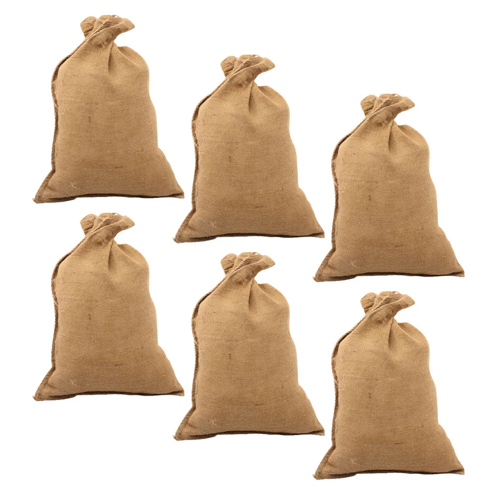 6 Pcs Burlap Potato Sack Thick Multipurpose Bags for Races Potatoes Thicken Linen Reusable Gardening