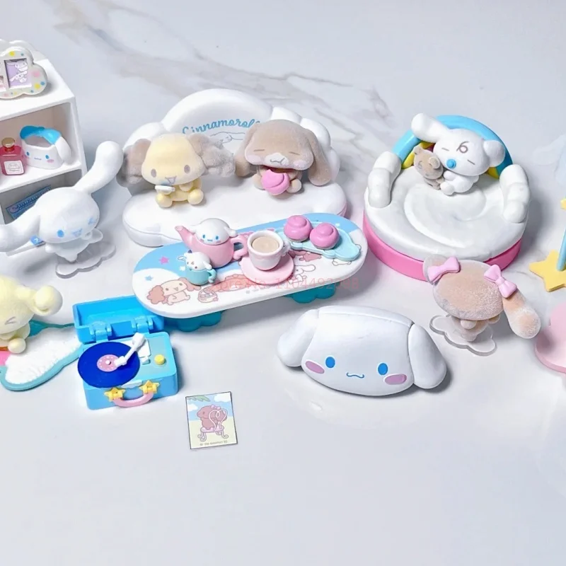 Re Ment Sanrio Cinnamoroll Flocked Blind Box Miniature Living Room Decorative Figurines Capsule Toy Collectible For Anime Fans view 5