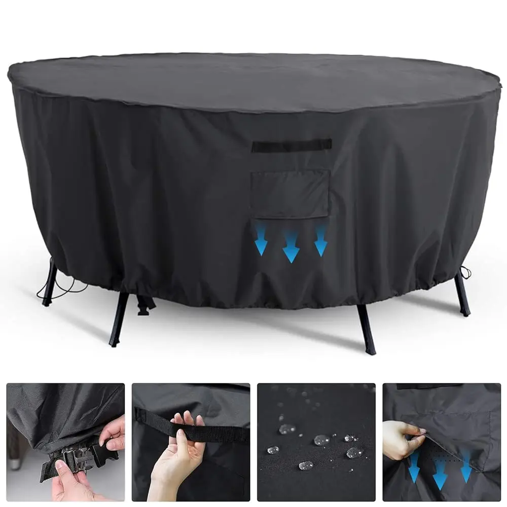 

Patio Round Furniture Cover , Anti-Fading And Uv Resistant Sectional Sofa , Outdoor Table Cover Waterproof , 84''D X