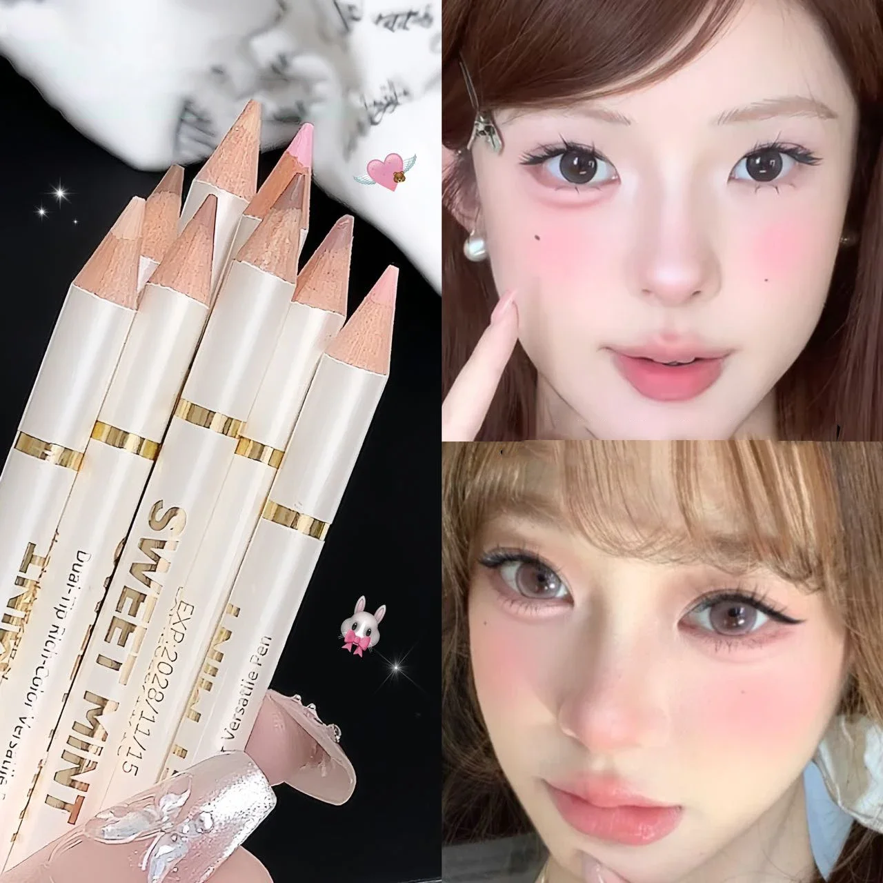 Dual End Aegyo-Sal Makeup Pen Nude Apricot Brown Under Eye Highlight & Shadow Pencil Natural Contour Brightening Eye Liner view 2