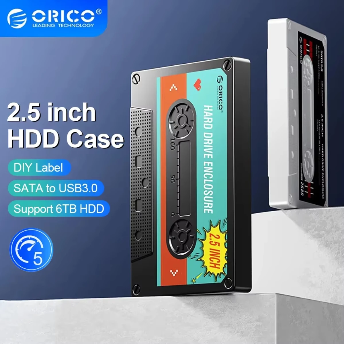 

ORICO HD Hard Drive Case SSD Box Cassette Tape Design 2.5'' HDD Enclosure SATA To USB3.0 External Hard Drive Case 5Gbps/6Gbps
