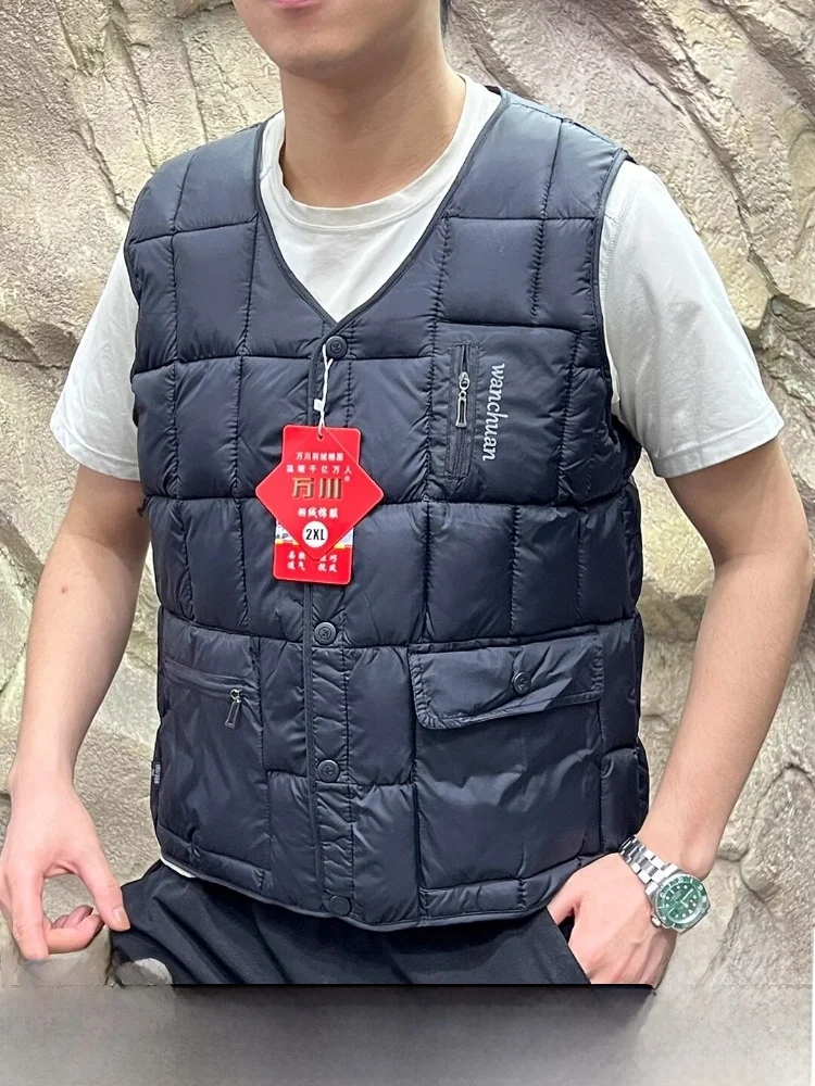 

Подарок отцу! Уличный хлопковый жилет с V-образным вырезом Jaet! Мужская осенне-зимняя термобелье для многослойного ношения, однотонная, приталенная модель