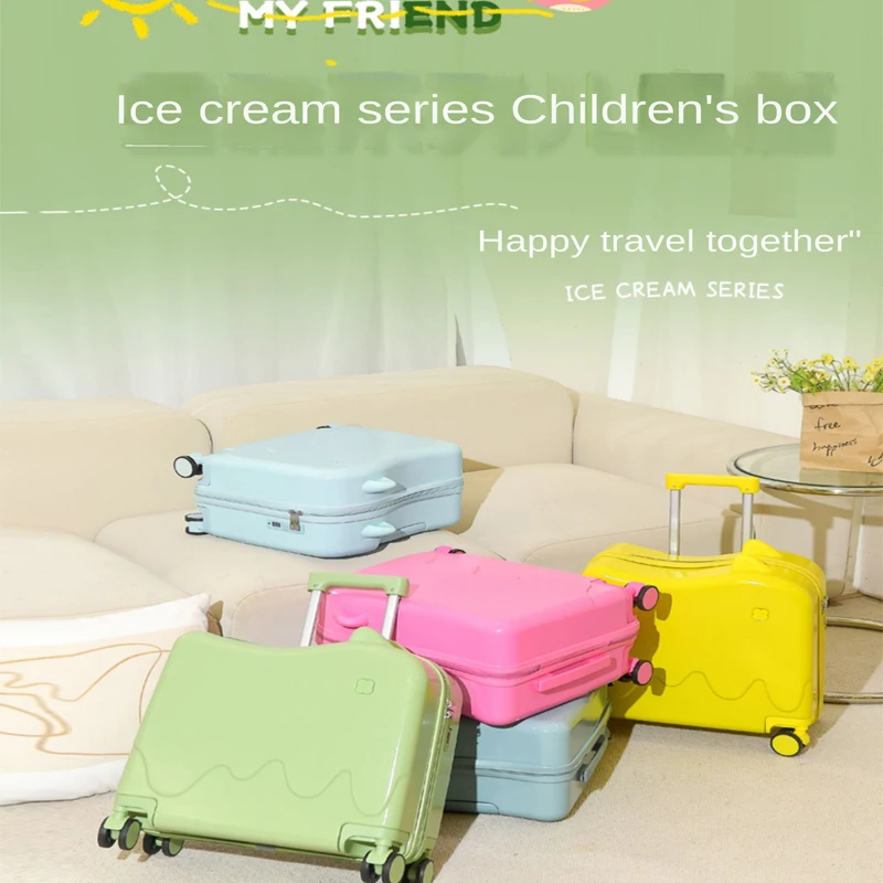Cute Children\'s Luggage Small Lightweight 18inch Password Boarding Box can Sit Ride Universal Wheel Travel Trolley Suitcase