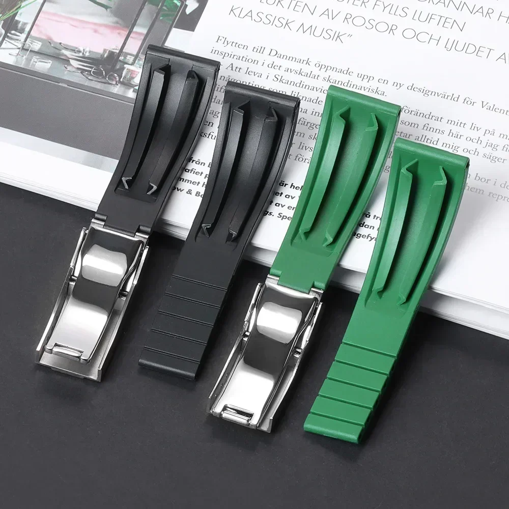 Rubber Watch Strap for Rolex GMT Daytona Submariner Diver Silicone Watch Band Replacement Green Water Ghost 20mm Bracelet Belt
