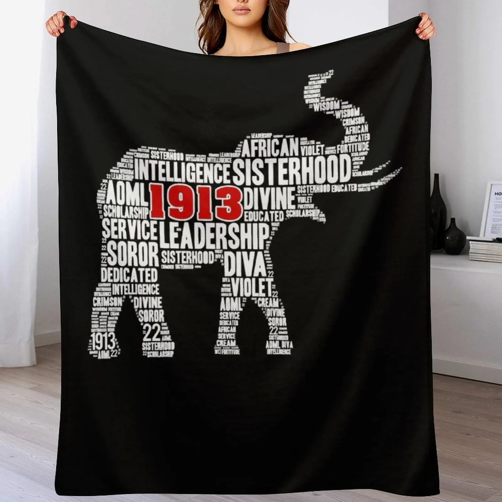 

Delta-1913 Sorority Elephant Sigma-Theta Words Throw Blanket Polar Furrys Bed linens Plaid Blankets