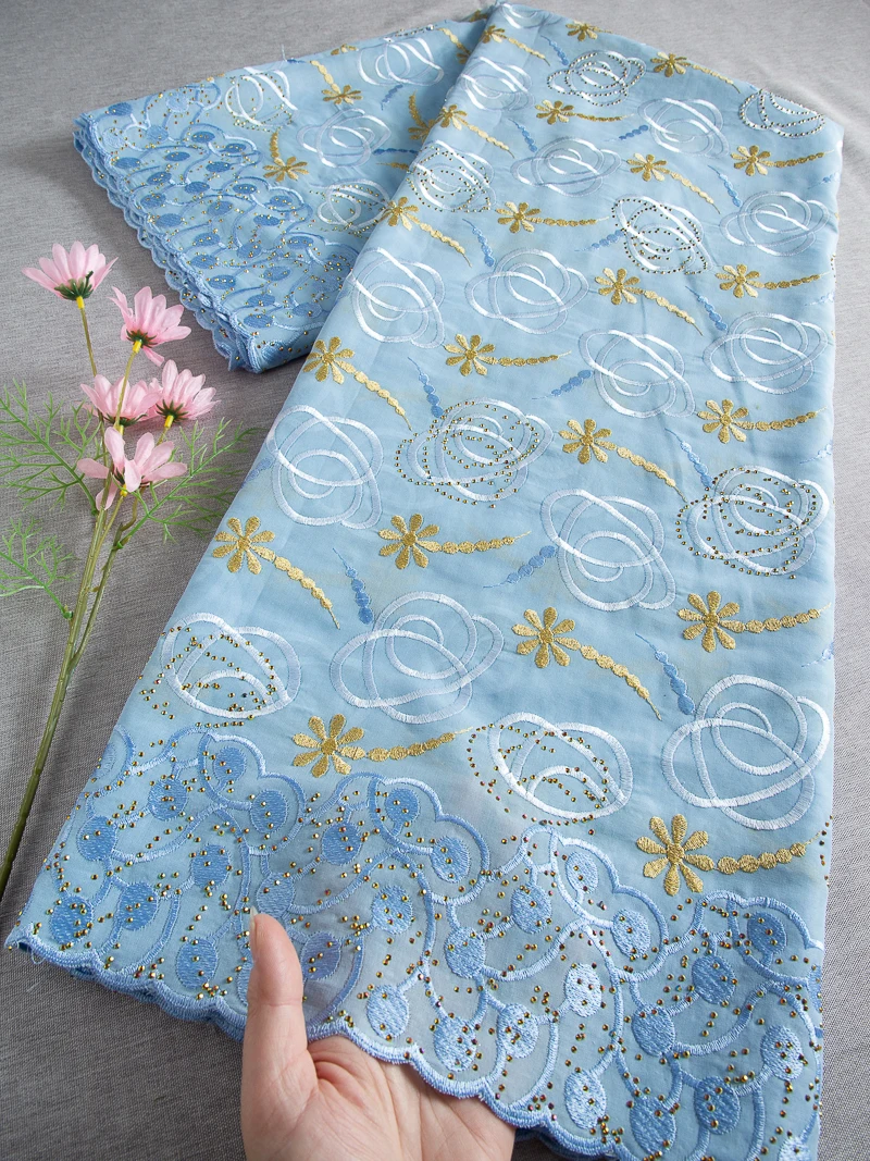 

African Lace and Fabric Cotton Swiss Voile Lace Nigerian Embroidery Lace Party Dressess Sew For Women High Quality,5yards 4654