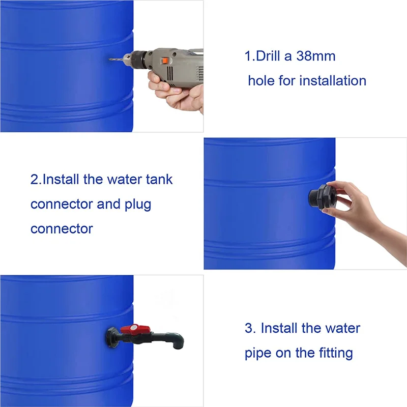 Bulkhead Fitting 3/4 Inch, 5 Pcs PVC Double Threaded Water Tank Connector for Rain Barrels, Tubs,