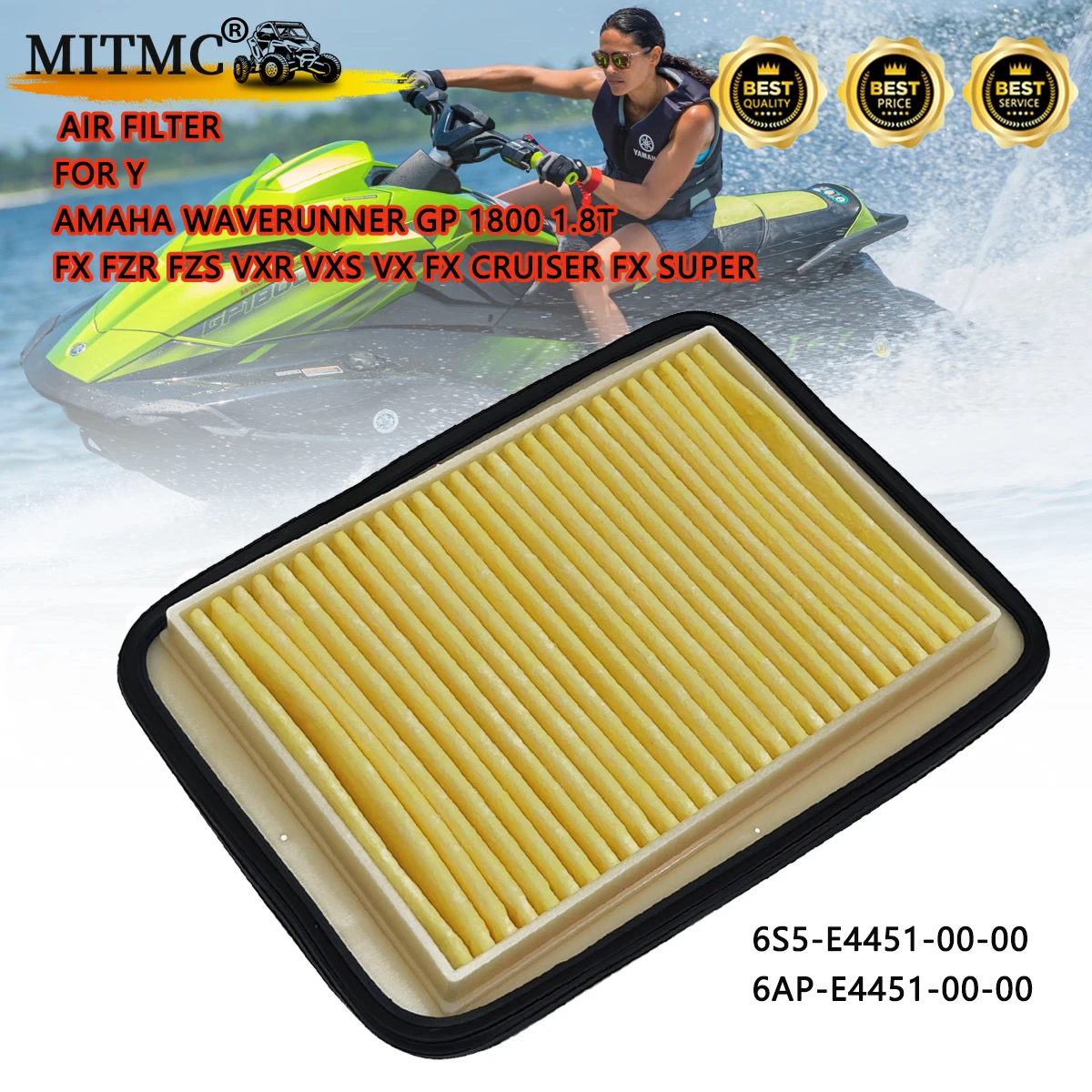 

1PC Air Filter For Yamaha Waverunner GP 1800 1.8T FX FZR FZS VXR VXS VX FX CRUISER FX SUPER 6S5-E4451-00-00 6AP-E4451-00-00