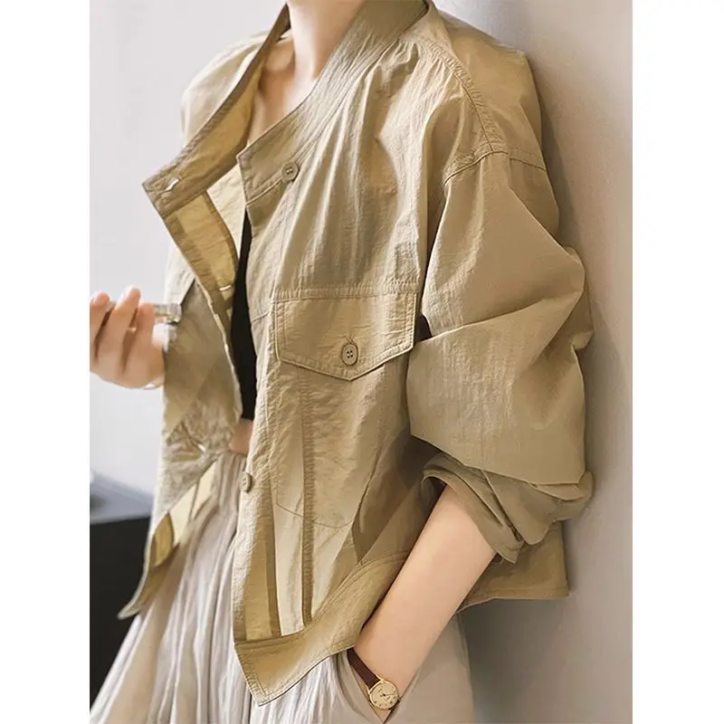 

Long-sleeved Clothes Shirts Jackets Women's 2026 Autumn New Korean Version Loose Cardigan Short Thin Breathable Top
