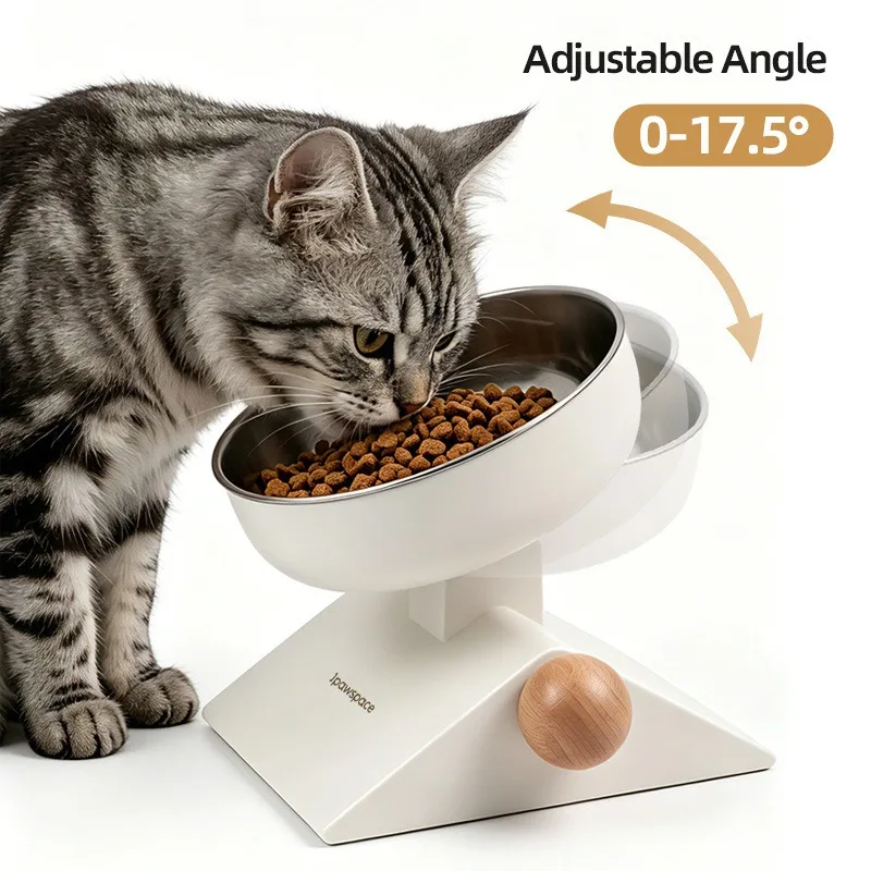 Adjustable Height Cat Food Bowl Stainless Steel Neck Protection Feeder Bowl for Dogs Cats Anti-spill Kitten Food Container 750ML