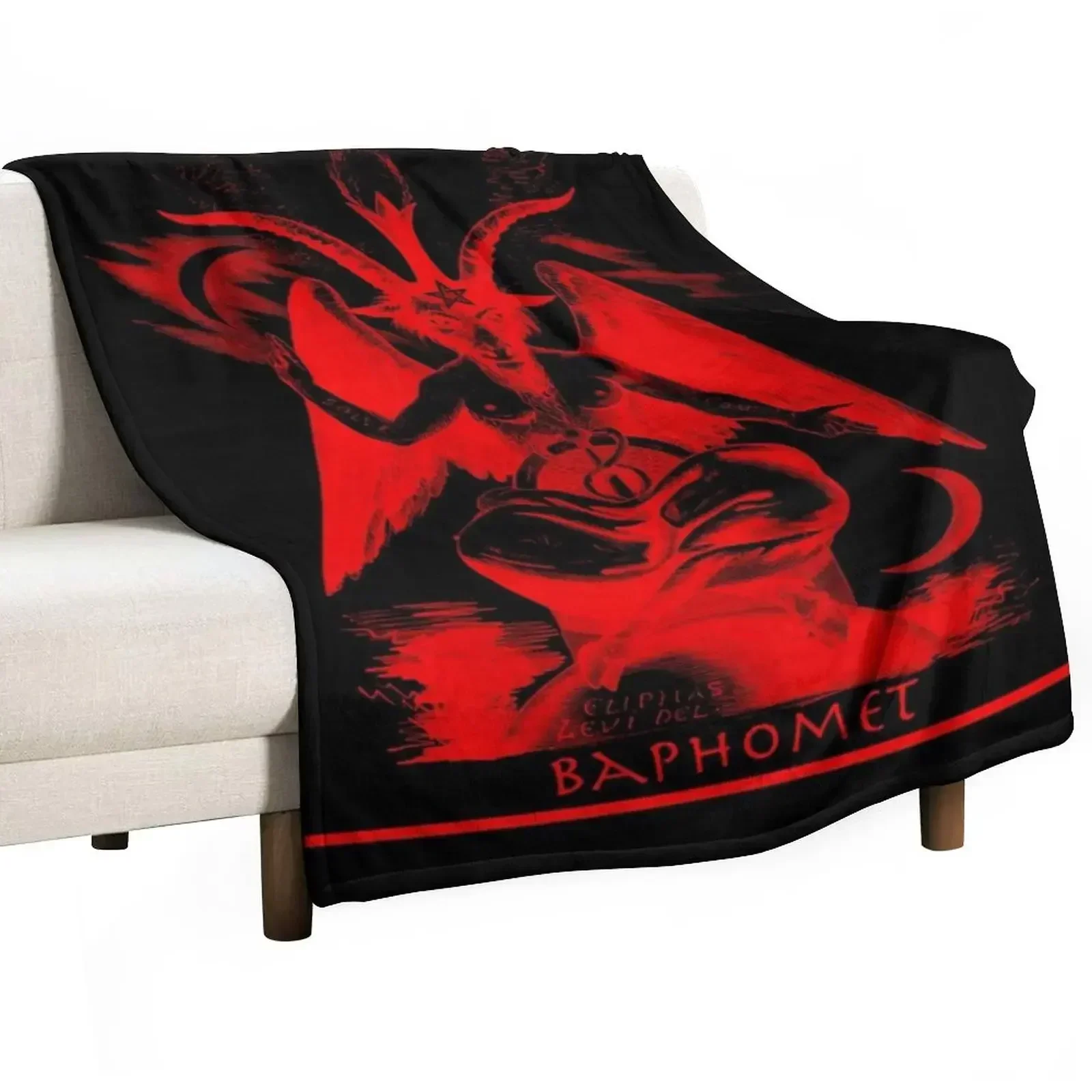 Satanic, Baphomet, Red Devil, Halloween, Occult Satan Design Throw Blanket Thin For Decorative Sofa Beautifuls Softest Blankets