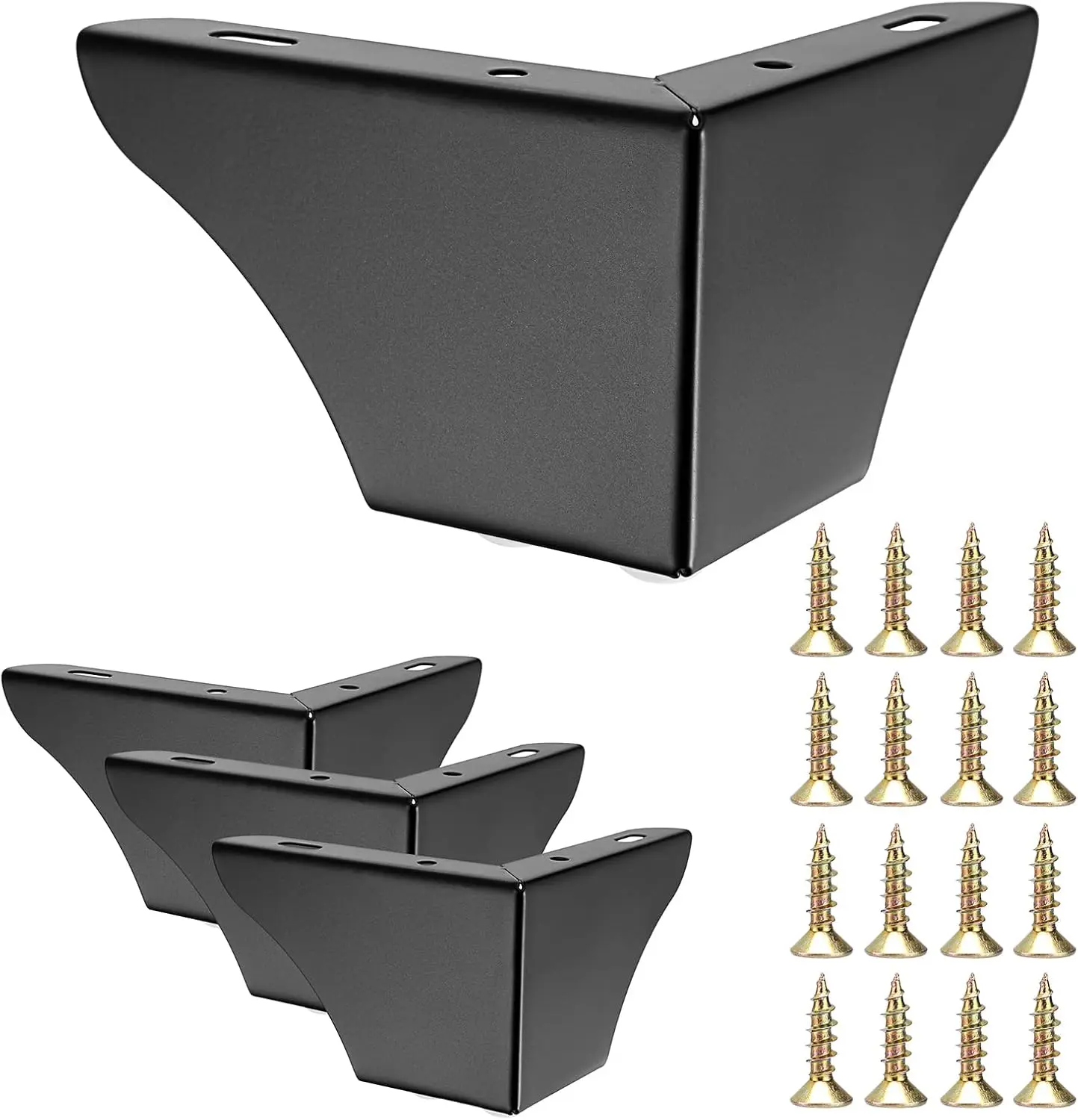 

4Pcs 8Cm/3 H Modern Metal Furniture Sofa Cabinet Legs With Mounting Screws - Diy Replacement Legs Set For Furniture Cabinet