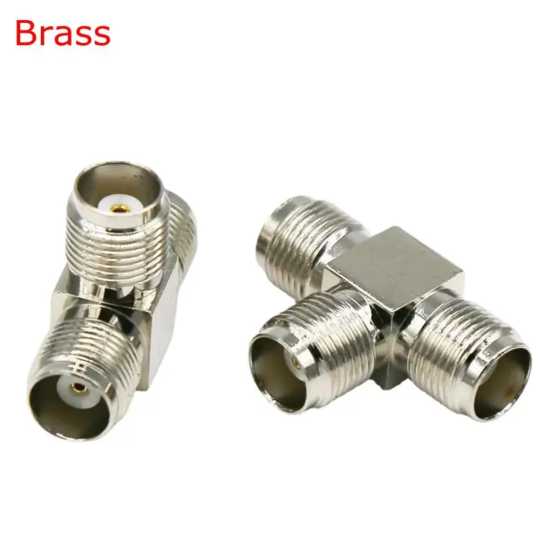 

1Pcs TNC Female Tee Type 3Way Splitter Connector TNC 3x Female Double Female Triple Female Type T Adapter Brass Nickel Plated