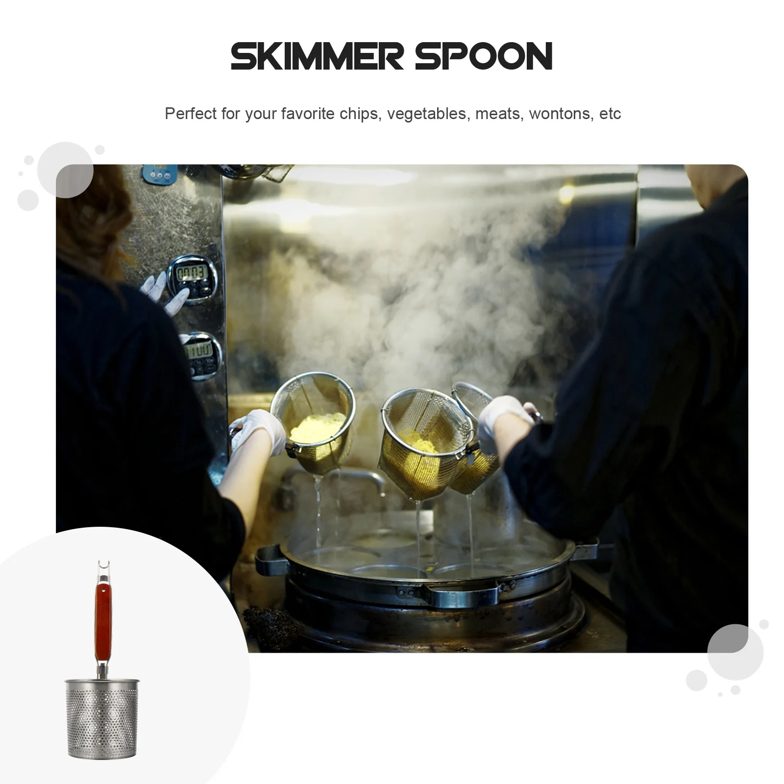 

1pc Stainless Steel Frying Strainer Skimmer Long Handle Kitchen Cooking Tool Heat Resistant For Soup Noodles Vegetables Chips