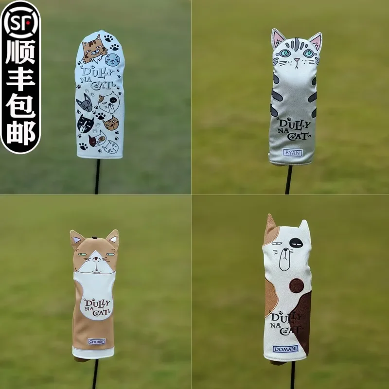 Export for lazy cat golf club cover head   cartoon protective cap No. 1 wooden pole cover ugly cat GOLF