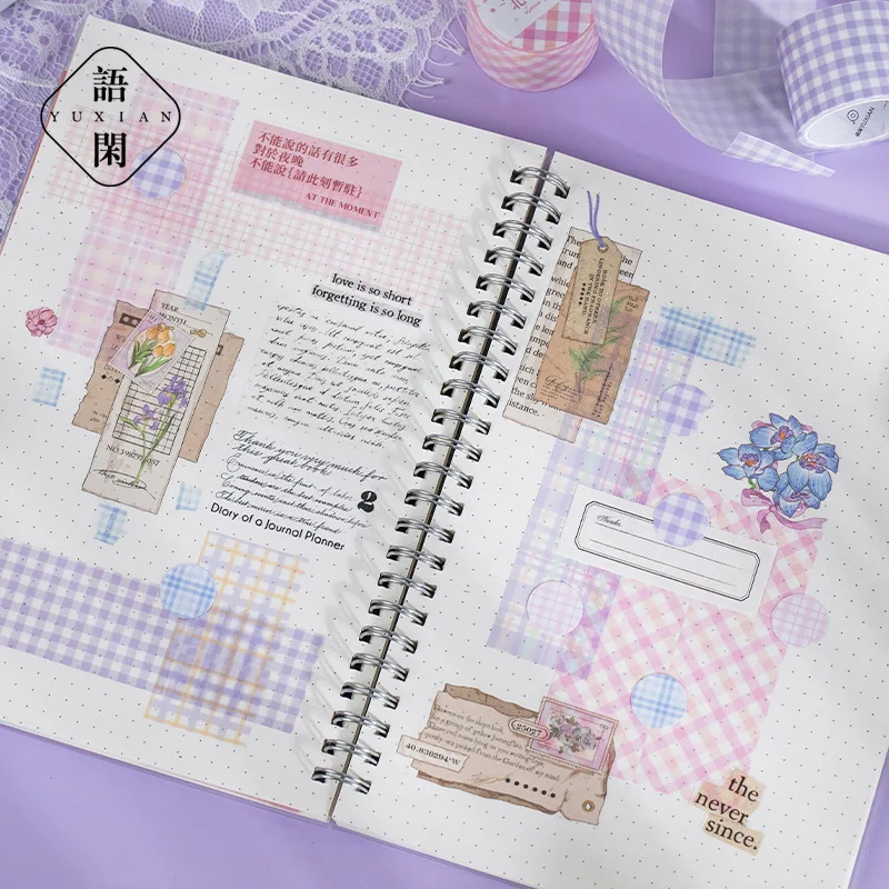 1 Rolle klassisches kariertes Washi-Tape, Märchenserie, süßes Raster, Basic-Scrapbook-Journaling-Material mit Trennpapier