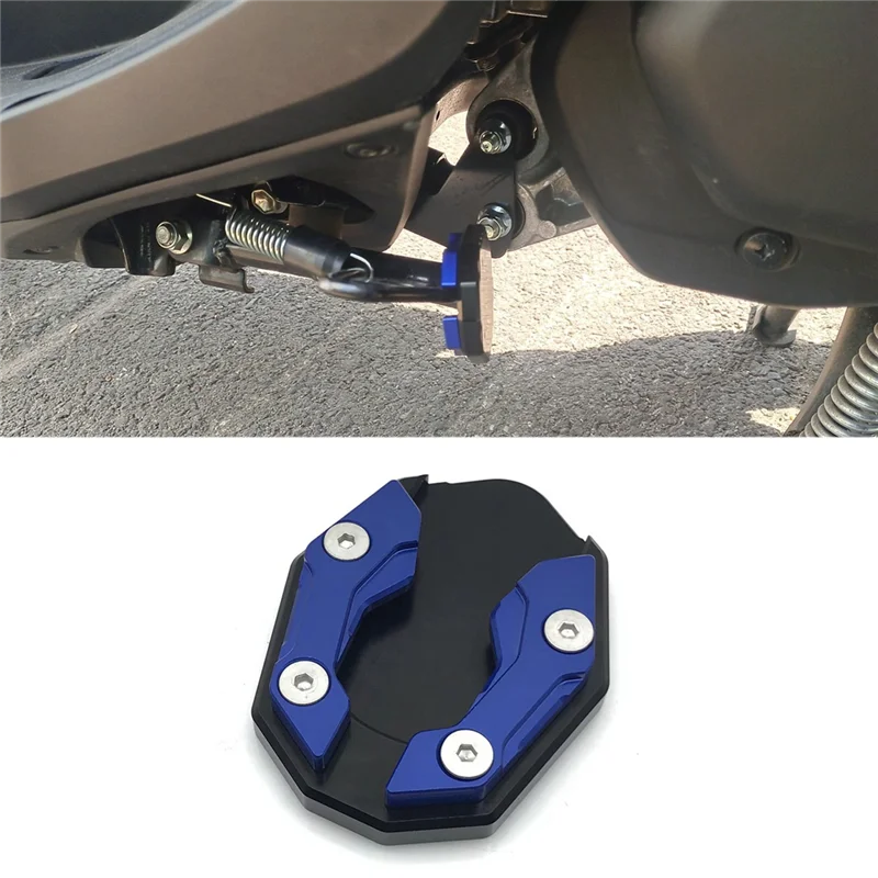 Motorcycle Kickstand Foot Side Stand Extension Pad Support Plate for YAMAHA XMAX300 NAMX155 MT15 2019-2021 Blue