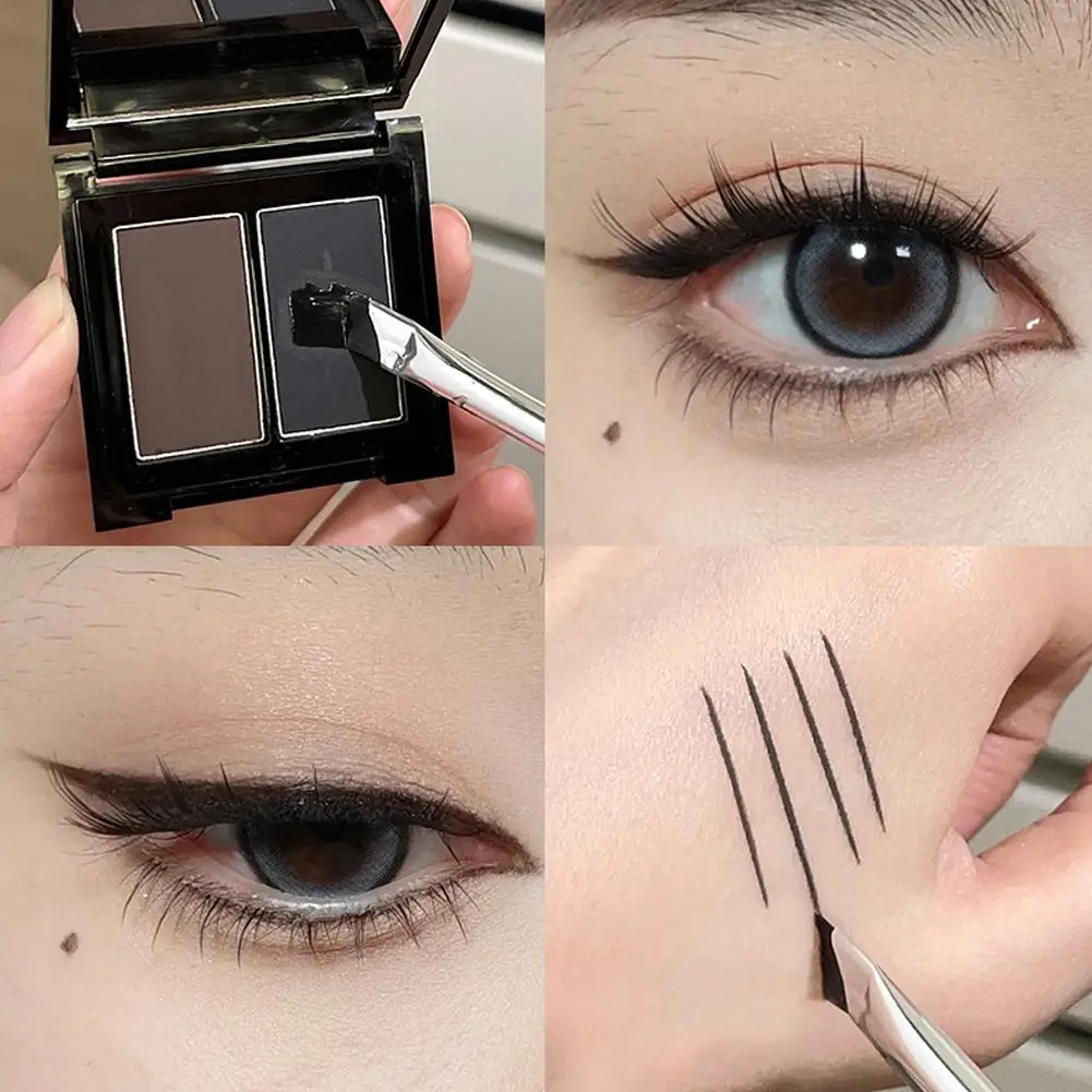 Gellas Bicolor Eyeliner Oogschaduw Wenkbrauwpoeder 3-IN-1 Fluwelen Mist Niet-vervagen Langdurig Natuurlijk Gemakkelijk te kleuren Cosmetica Maken